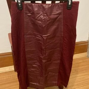 Maroon Pencil Skirt. Half knit, Half leather. It’s a size Small.